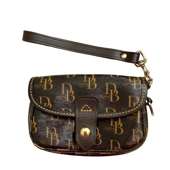 Dooney & Bourke Handbags - Dooney and Bourke signature db black tan wristlet clutch bag